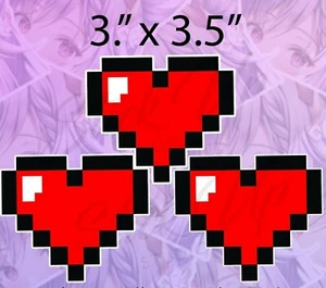 Pixel Heart 3 Pack Love 8bit Retro Heart sticker vinyl decal car bumper sticker - Picture 1 of 1