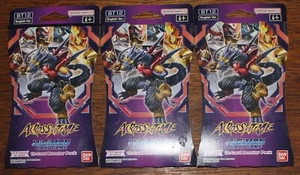 Digimon Card Game - Across Time BT12 - 3 Sleeved Booster Packs  Brand New - Picture 1 of 2