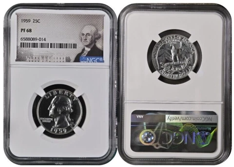 1959 WASHINGTON QUARTER 25C NGC PF 68 Cover