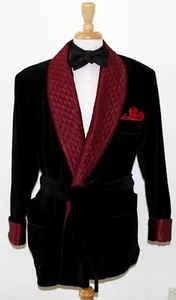 Men's Smoking Jacket Host Wear Black Velvet Double Breasted Dinner Blazer Jacket - Picture 1 of 2