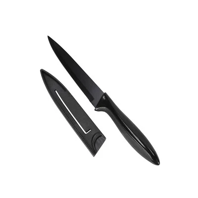 CHEF CRAFT CORPORATION Chef Craft Soft Grip Utlity Knife w Sheath, 5" Stainless Steel Blade, Black