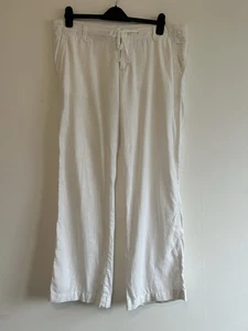 Rare Earth - White Linen & Cotton Summer Trousers 100% Natural Fabric - Size 16 - Picture 1 of 11