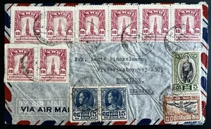 Thailand Siam Cover Letter 10 Satang Bangkhen Monument 1943 Bangkok Denmark - Picture 1 of 2