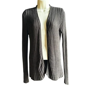 TSE offene Strickjacke Pullover 100% Seide offen Strick Rippstrick braun mittel klassisch neutral - Bild 1 von 11