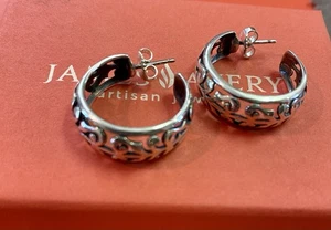 Retired James Avery Sterling Silver Adoree Hoop Post Earrings - Picture 1 of 5