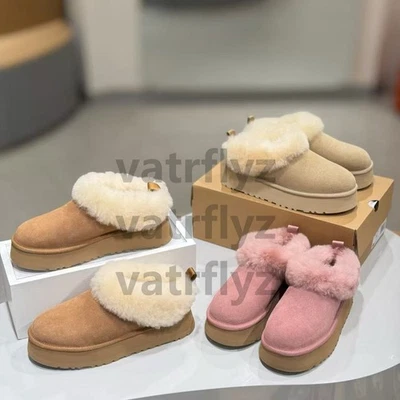 Zapatillas U G G 4 Colores Para Mujer Tazzelle Castaño Plataforma Zapatos Cálidos Lana Felpa Foto 1 de 2