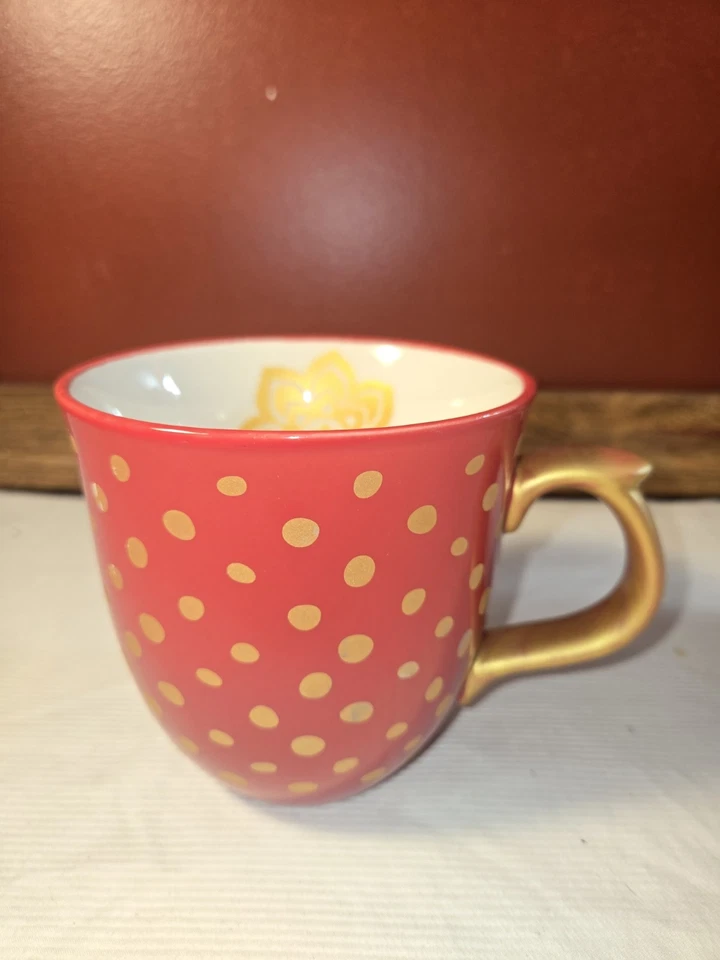 Taza de café roja/dorada Pioneer Woman Christmas Holiday Charm 16 oz Foto 1 de 4