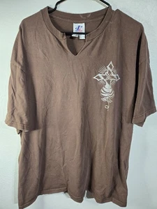Vintage Y2K Tribal Jesus T-Shirt Mens Size 2XL Brown Low Rider Design Sagrado - Picture 1 of 12