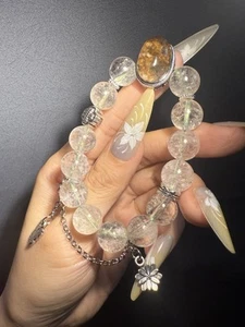 12.1mm Unique Natural Sparkly Phantom Crystal with Huge Phantom Charm Bracelet - Picture 1 of 17
