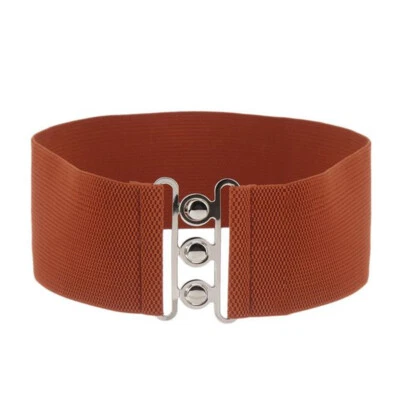 Womens Elastic Wide Waist Belt Buckle Wide Stretch Corset Cinch Dress Waistband⇓ - Image 1 of 4