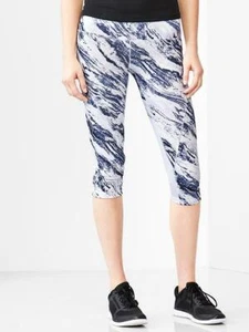 Pantalones deportivos GapFit gfast 21" estampados en mármol blanco Capris, talla L, nuevos con etiquetas - Imagen 1 de 12
