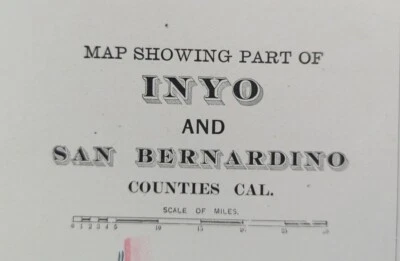 Mapa vintage de INYO & SAN BERNARDINO CTY CALIFORNIA 1892 ~ antiguo original CA Foto 1 de 4