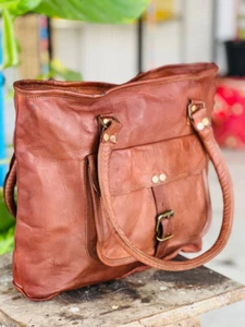 Leather Shopping Bag Market SHOP Goat Leather leadies Bag Free New Year Gift - Picture 1 of 5