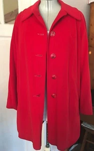 Vintage 70s Kashmiracle Wellington Red Car Coat Vents Fully Satin Lined 12-14 - Picture 1 of 15