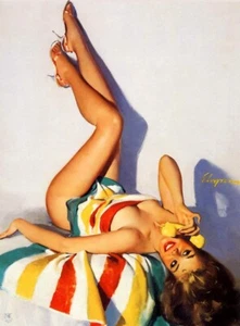 Gil Elvgren Pin Up On Telephone Time 11x14 Reproduction Giclee Print #39 - Picture 1 of 1