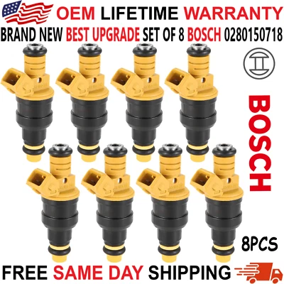 NEW BOSCH Best Upgrade Set of 8 Fuel Injectors for 85-97 Ford 5.0L V8 5.8L V8 - Image 1 of 4