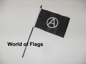 ANARCHY FLAG 6" x 4" SMALL HAND WAVING Anarchists Freedom Politics Punk Festival - Picture 1 of 1