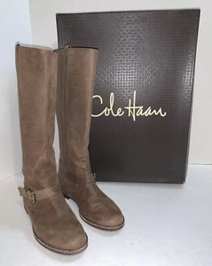 Cole Haan Women Boot Air Petra Tall Size 6B Brown Leather Riding Pre Owned - Picture 1 of 19
