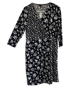 Talbots Womens Dress Faux Wrap Large Petite Dark Floral CareerCore NWT $149 - Picture 1 of 11
