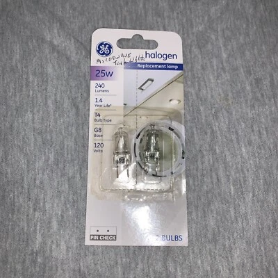 GE 84886 Q25G8/SCD2-120V 25 vatios 120 voltios T4 bombillas halógenas 2-PK - paquete abierto Foto 1 de 3
