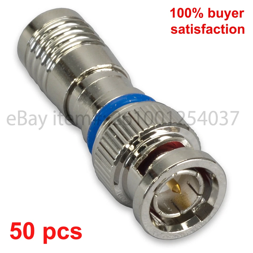 50 Pezzi BNC CONNETTORE COASSIALE COMPRESSIONE RG59 CAVO CCTV MASCHIO - Immagine 1 di 1
