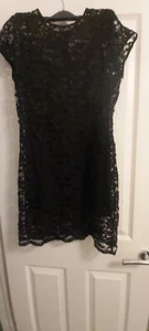 Vintage Black 2 In 1 Lace Dress Size 14 - Picture 1 of 9