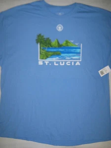 Neu St Lucia T-Shirt Royal Caribbean Kreuzfahrtschiff Reise blau Baumwolle Größe Herren 2XL - Bild 1 von 3