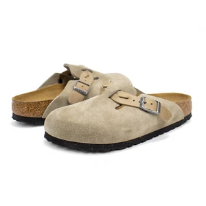 Birkenstock Boston Braided Taupe Suede Clogs Slipper Shoes New - Picture 1 of 6