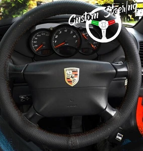 Para Porsche 993 94-97 Cuero Perforado Cubierta para Volante Marrón Pegatina - Imagen 1 de 6