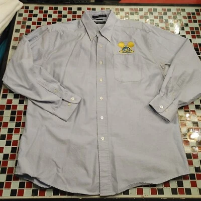 Disneyland 50th Anniversary Long Sleeve Button Down Oxford Shirt XL Mickey Mouse - Image 1 of 4