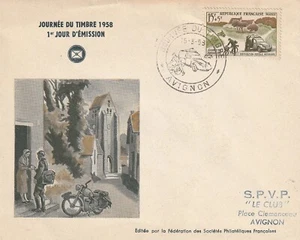 Enveloppe Philatélique 1er jour Journée du timbre Distribution Motorisée 1958 - Foto 1 di 2