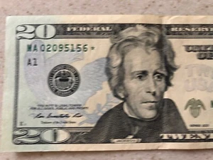2013 $20 TWENTY DOLLAR BILL STAR ✯ NOTE BOSTON Federal Reserve MA 02095156 ✯ - Bild 1 von 10