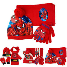 3pcs/Set Superhero Kids Boys Winter Warm Knitted Beanie Hat Scarf Gloves Gifts/