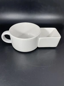 Vintage Ceramic Tea Cup Mug with Square Side Tea Bag Holder Off White 10 oz - Picture 1 of 8