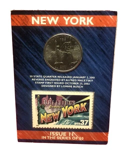 US Mint & USPS New York State Info Card with State Quarter & Stamp - Coin - Picture 1 of 3