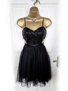 FOREVER 21 Black Sequin Side Cut Out Mini Dress, size S 8 - BNWT - Picture 1 of 7