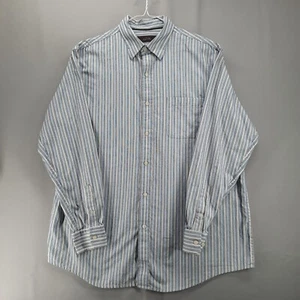 Tasso Elba Shirt Mens L Blue Black White Stripe Long Sleeve Cotton Button Up - Picture 1 of 9