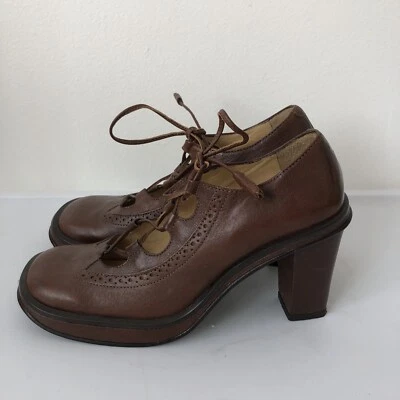 Pantalones de mezclilla BCBG MaxAzria para mujer vintage años 90 retro gruesos marrón cuero tacones talla 6 Foto 1 de 4