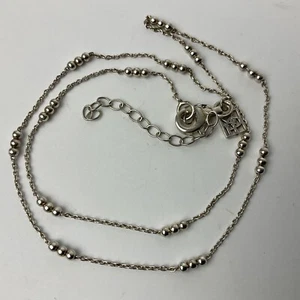 H & P Signed Sterling Silver Chain Ball Link Necklace Delicate Marked 925 17.5” - Picture 1 of 7