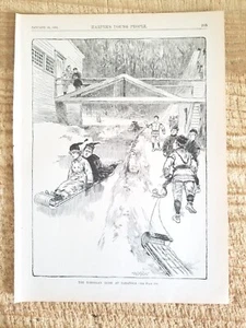 THE TOBOGAN SLIDE AT SARATOGA.VTG 1886 HARPER'S 11" x 8" GRAVURDRUCK*86 - Bild 1 von 3