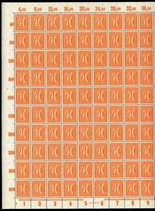 GERMANY 1921 MINT NH SHEET OF 100 STAMPS #142, NUMERALS !! - Imagen 1 de 2