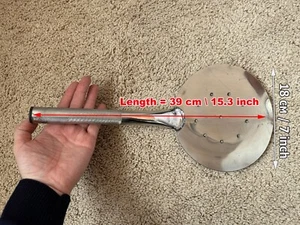 Usbekischer Pflugdeckel, Usbekistan handgefertigter Edelstahl Skimmer (39 cm oder 15,3 Zoll) - Bild 1 von 12