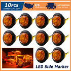 10Pc Round 3 / 4" Led Side Marker Light 12V Orange Amber Indicator Truck Trailer