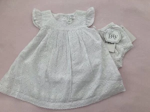 3 Mos baby girl Nordstrom baby dress & panty white eyelet fabric - Picture 1 of 7