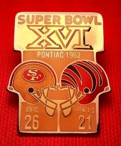 Vintage NFL Super Bowl XVI (16) Starline Collectors Pin: 49ers vs Bengals - Picture 1 of 1