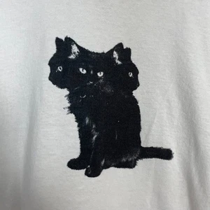 Dreiköpfige Katze T-Shirt Kind klein Goth Witchy weiß Neuheit Tee Kurzarm - Bild 1 von 11