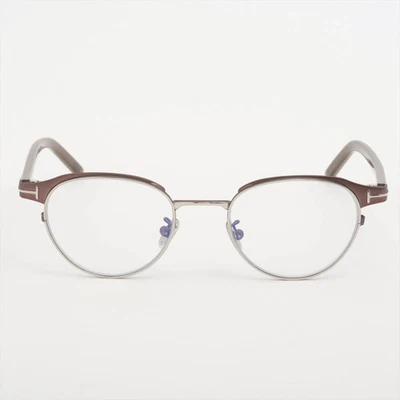 Marco de gafas de metal redondo marrón/plateado Tom Ford TF5863-D-B 038 48-20-140 Foto 1 de 3