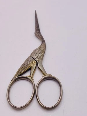 Antique Vintage W.H. Morley & Sons Germany Stork Crane Sewing Scissors 4 1/2” - Image 1 of 4