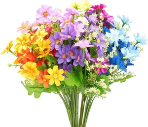 6 Konvolut Outdoor Kunstblumen zur Dekoration, Seide 6, Regenbogenl - Bild 1 von 6