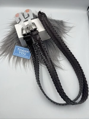 Kids Unisex Dark Brown Faux Leather Braided Belt (Size SM)LOT OF 2 NWT - Image 1 of 4